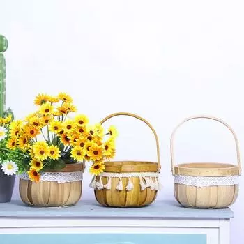 Подарок девушке, поднос с фруктами, тканая вручную цветочная корзина, маленькая корзина для еды, корзина с цветочницей, садовый декор