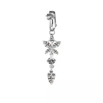 Подарок для девушки Клипса для имитации пирсинга живота Женское кольцо для пирсинга живота Украшение для тела Клипса для хряща пупка silver