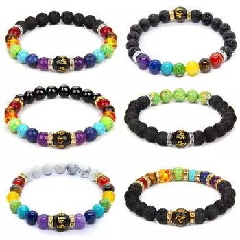 Подарок для мужчин Мандала высокого качества Популярные ювелирные изделия с кристаллами Горячая распродажа со смысловой картой для йоги для женщин Исцеляющий браслет для беспокойства Медитация Натуральный ручной работы 4