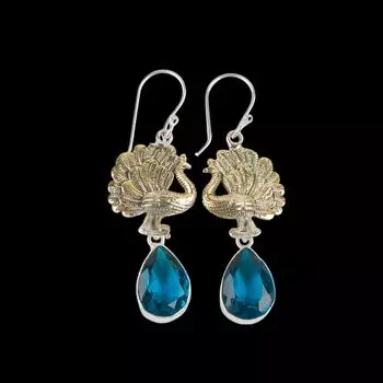 Подарок для нее Апатит Драгоценный камень 925 Стерлинговое серебро Ювелирные изделия Ручной работы Серьги 2.20 EE-44-12