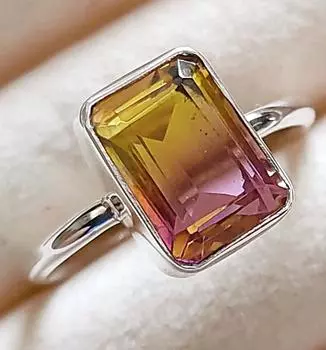 Подарок для нее, кольцо с аметрином, кольцо в стиле бохо, чистое серебро 925 пробы, кольцо с разноцветными драгоценными камнями, дизайнерское кольцо обещания 4.5