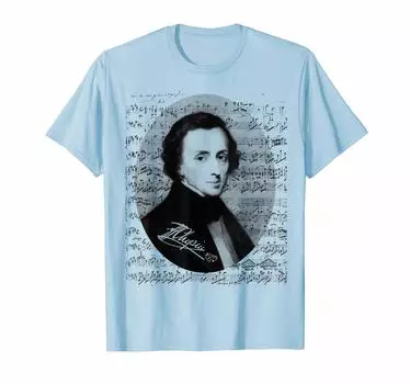 Подарок для пения на фортепиано Музыка Шопена - Футболка Фредерика синий