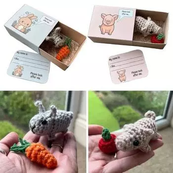 Подарок для питомца в виде спичечного коробка без шитья, вязаная крючком кукла для питомца на Рождество, ручная работа, эмоциональная поддержка, плюшевые животные, кукла с коробкой-карточкой для друга семьи B