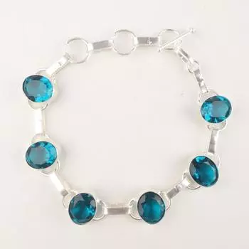 Подарок для женщин Апатит Драгоценный камень 925 Стерлинговое серебро Ювелирные изделия Ручной работы Браслет 9 RB-6-12
