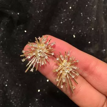 Подарок для женщин Аксессуары Стразы Фейерверк Серьги-подвески Серьги-гвоздики Ювелирные изделия Серьги-подвески