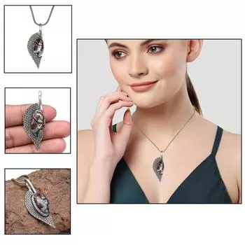 Подарок для женщин унисекс с драгоценным камнем Эдулит для нее серебряная подвеска 1,75 дюйма