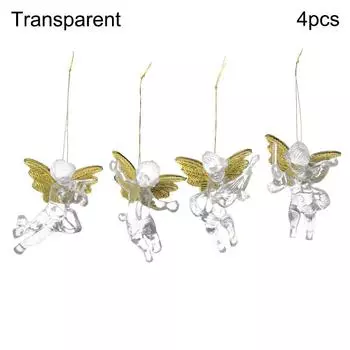 Подарок Домашняя Вечеринка Рождественские Подвесные Украшения Подвеска Ангел Декор Рождественской Елки Рождественские Украшения 4pcs прозрачный