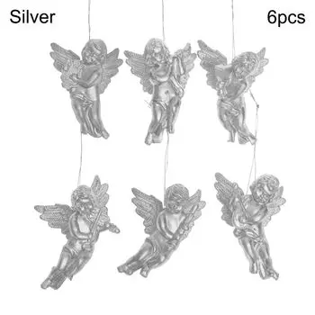Подарок Домашняя Вечеринка Рождественские Подвесные Украшения Подвеска Ангел Декор Рождественской Елки Рождественские Украшения 6pcs серебряный