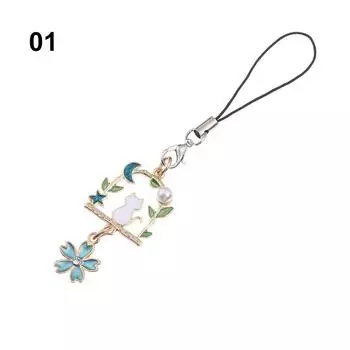 Подарок Кот Ремешок для ключей Шнурок Милый Подвеска для чехла телефона Мини-цветок 1