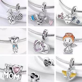Подарок маме и маме, очаровательные детские ножки, соски, бусины в виде сердца, подходят для оригинального браслета MULA, сделай сам, изготовление ювелирных изделий с цирконом, подарок для девочки