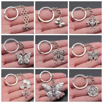 Подарок матери, 1 шт., подвеска в виде пчелы и бабочки, брелок, аксессуары 23x23mm-P251-B13712