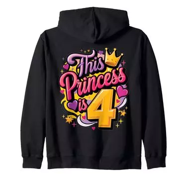 Подарок на 4-й день рождения девочке, костюм принцессы на 4-й день рождения, толстовка с капюшоном на молнии чёрный