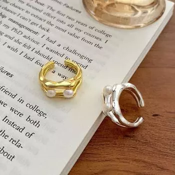 Подарок на день INS Pearl Rings Double-Deck Rings Корейские украшения в стиле Женские украшения Аксессуары золотой