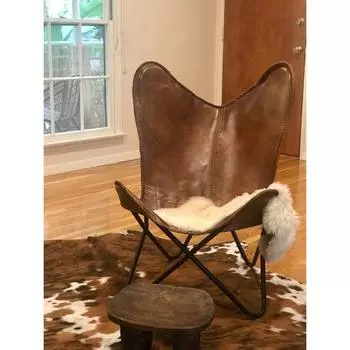 Подарок на день матери, кожаное кресло-бабочка, коричневое кожаное кресло-бабочка, кресло для гостиной, кожаное кресло