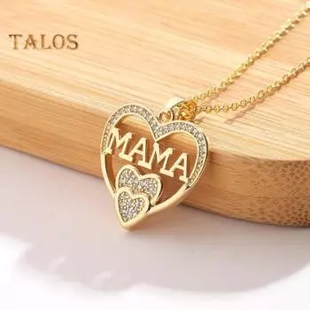 Подарок на День матери, ожерелье со стразами в форме сердца, ожерелье из антиокислительного сплава для ключицы матери, ювелирные изделия для повседневной носки, подарки серебряный