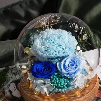 Подарок на день матери, стабилизированные цветы, украшение с легкими подарками для женщин, гвоздика синий
