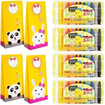 Подарок на день рождения Danbi Nine Daycare Donga Yellow Chick 4р мелки, не пачкающие руки + 4р упаковка, 12 цветов, 4 набора, корейские игрушки