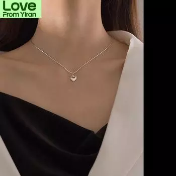 Подарок на день рождения для любимой девушки из стерлингового серебра 925 пробы с простой цепочкой в форме сердца персика на ключице