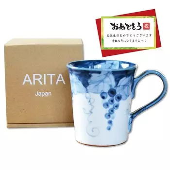 Подарок на день рождения Кружка Кофейная чашка Arita Ware Hasami Ware Подходит для микроволновой печи Fuchino Grape Blue Gift