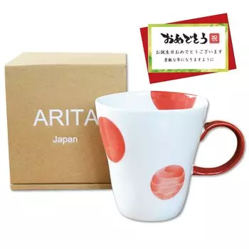 Подарок на день рождения Кружка Кофейная чашка Arita Ware Hasami Ware Подходит для микроволновой печи Nisai Maru Crest Красный подарок красный
