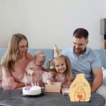 Подарок на день рождения Медведь Семья Деревянный Художественный Пазл Бесплатные Пользовательские Имена Годовщина Подарок на День Матери Домашний Декор Рабочего Стола Украшения Сделай Сам Free Customized Name