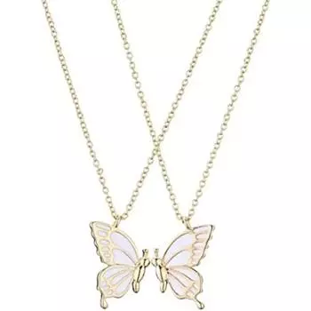 Подарок на день рождения, ожерелье для лучших друзей, ожерелье для двух девушек, лучшие друзья, длинное парное ожерелье в виде бабочки, ювелирные подарки золотой