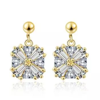 Подарок на День святого Валентина девушке Модный темперамент Элегантные круглые короткие серьги Квадратные циркониевые серьги Серьги Женские серьги copper