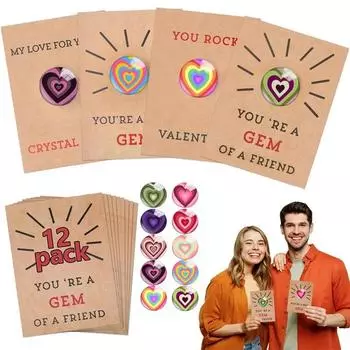 Подарок на День Святого Валентина для детей, 12 упаковок, валентинки в форме сердца с кристаллами, подарок на день Святого Валентина для мальчиков и девочек, школьная вечеринка, пользу 12 Pack