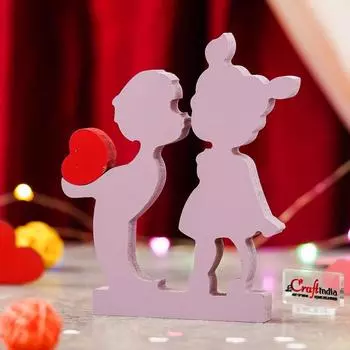 Подарок на День святого Валентина для парня или девушки | Деревянный мальчик, целующий девушку, любовное сердце, романтическая пара, выставочный образец | Подарок на День святого Валентина