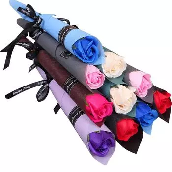 Подарок на День святого Валентина Искусственная многоцветная роза Мыло Цветок Роза красный