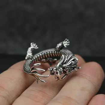 Подарок на День Святого Валентина, кольцо из сплава с головой дракона, кольцо в стиле панк, мужские ювелирные аксессуары, ювелирные изделия в корейском стиле серебряный