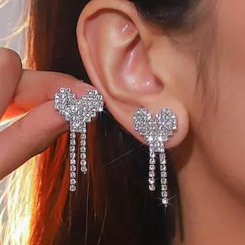 Подарок на День святого Валентина, модные серьги в виде любви, легкие, роскошные, стильные, темпераментные серьги, блестящие, женские серьги для девушки, 1 пара серебряный