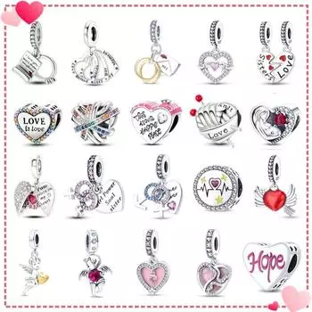 Подарок на День святого Валентина, подвески из стерлингового серебра 925 пробы, сердце любви, купидона, детские подвески, браслет, изготовление ювелирных изделий своими руками белый