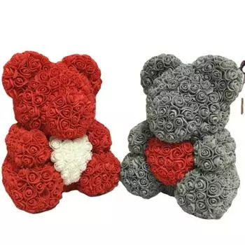 Подарок на День Святого Валентина с медведем-розой. Вечный пузырьковый цветок. Подарочная коробка с медведем-розой. 25CM