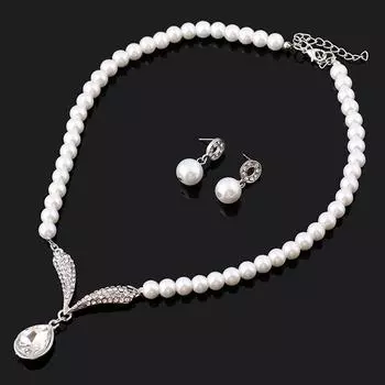 Подарок на годовщину, серьги с каплями воды, висячие серьги, женское ожерелье, комплект свадебных украшений gold-B