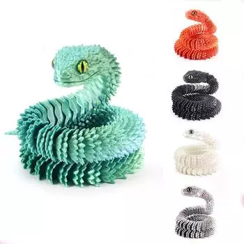 Подарок на Новый год 3D-симуляция змеи, настольное украшение, гибкая игрушка для снятия стресса, сюрприз для детей, домашнее творчество 30cm красный