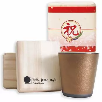 Подарок на пенсию Shochu Gold Double Layered Rock Made in Tea Деревянный подарок Kinsho Kiln Стильная чашка, цветная, чашка для горячей/холодной воды, Япония, чашка, коробка, подарок,