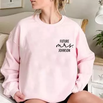 Подарок на помолвку, толстовка Future Mrs, новая толстовка Mrs, подарок для невесты, свадебные толстовки на заказ, топ, женские толстовки, пуловеры S розовый