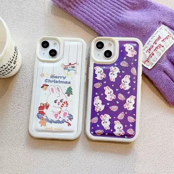 Подарок на Рождество с кроликом, чехол для телефона Happy Cute Bunny для Iphone 11 12 13 Promax 14 Pro Max Plus Xsmax Xr X, задняя крышка for iphone X XS