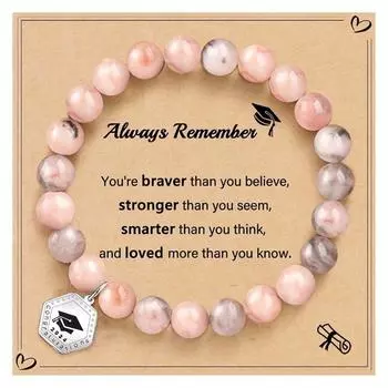 Подарок на выпускной Браслет на выпускной Вдохновляющий браслет с подвеской на выпускной One Size розовый