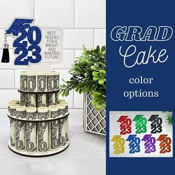 Подарок на выпускной Держатель для денег Креатив Поздравления Держатель для выпускника Фигурки Выпускной Многоярусный торт Миниатюры Green