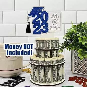 Подарок на выпускной Держатель для денег Креативное преобразование Поздравления Выпускной Открытка Деревянные держатели для денег Подставка для денег на торт Подарочный Green