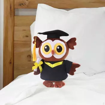 Подарок на выпускной в виде совы-медведя, мягкая кукла-зверь с шапочкой для выпускного, настоящая плюшевая игрушка owl smile
