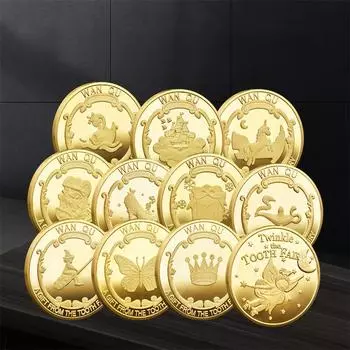 Подарок от Зубной феи детям Сокровище Металлическая монета Игрушка Игровая монета Детские награды и призы по случаю возвращения на родину 40*3 золотой
