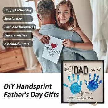 Подарок-отпечаток руки для папы, лучшего папы на свете, деревянная табличка на стол, отец и дети, знак для папы, папы, дедушки от дочери, сына, ко Дню отца
