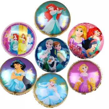Подарок принцессе на праздник, круглый шар, 7 шт., набор, Belle, Frozen, Золушка, Рапунцель, Ариэль, шар на день рождения