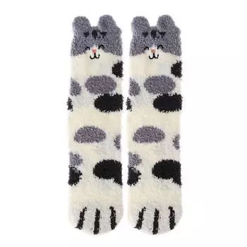 подарок Пушистый мягкий плюшевый носок для сна Носки для пола Носки с рисунком лап Коралловые бархатные носки Кашемировые носки 4