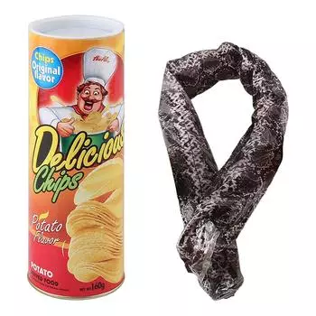 Подарок-розыгрыш в виде картофельной чипсы в виде прыгающей змеи на День смеха One Size красный