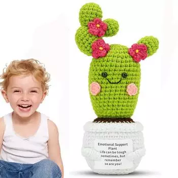 Подарок ручной работы в виде соленого огурца для эмоциональной поддержки, огуречный вязаный крючком вдохновляющий подарок с деревянной основой, милый вязаный огуречный забавный огурец зелёный