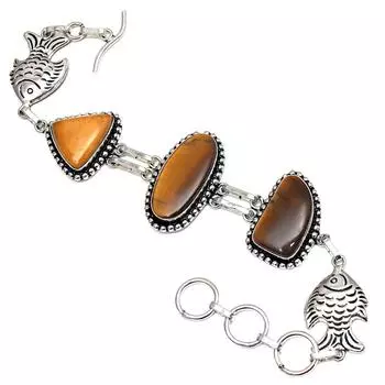 Подарок с драгоценным камнем тигровый глаз для нее, серебряные ювелирные изделия, браслеты 7 дюймов, регулируемые